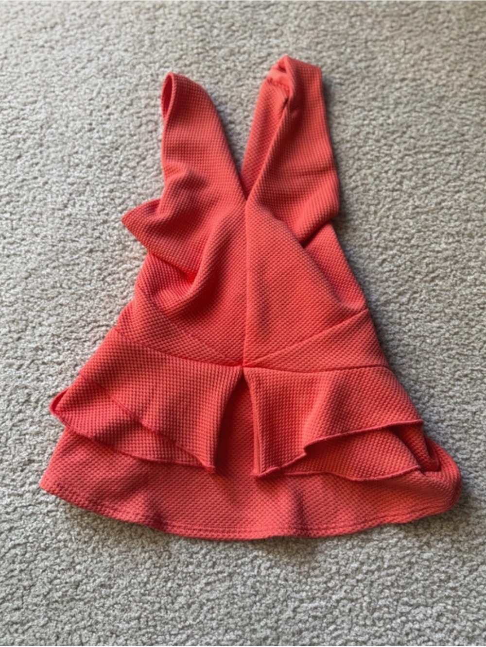 bebe Coral Textured Ruffle Peplum Top classy night out elegant